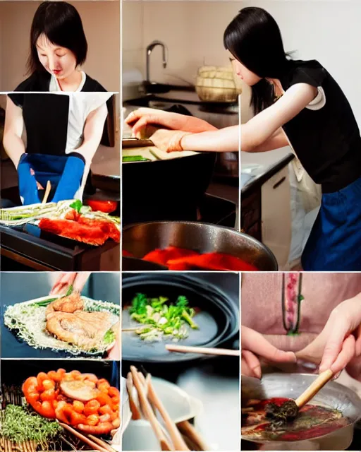 Image similar to Stock Photos of a beautiful Chinese woman preparing a traditional meal