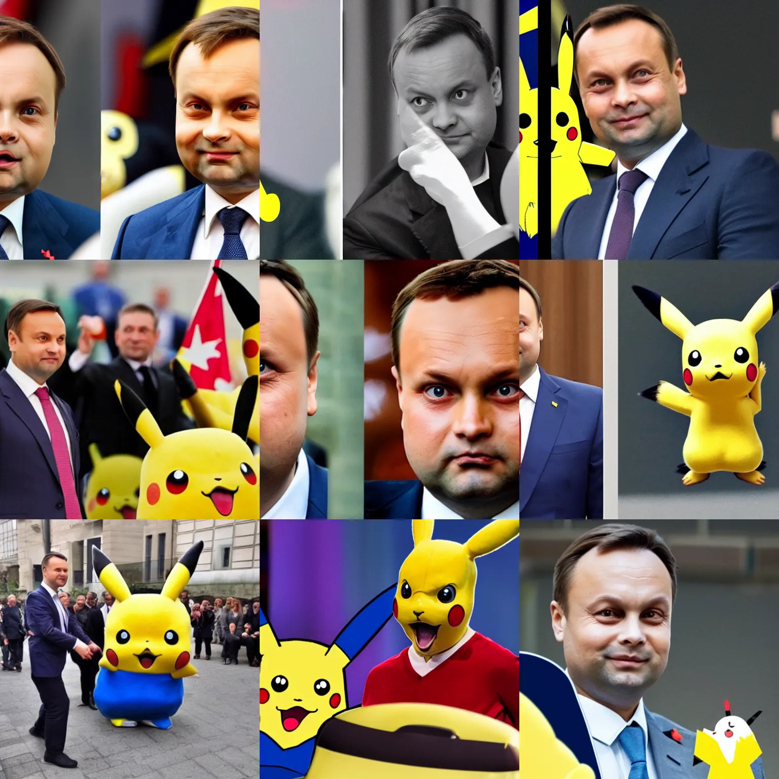 Prompt: Half Pikachu, half Andrzej Duda