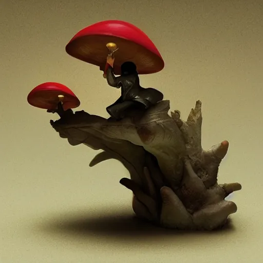 Image similar to magic mushroom, david bowie, nendroid, craig mullins style