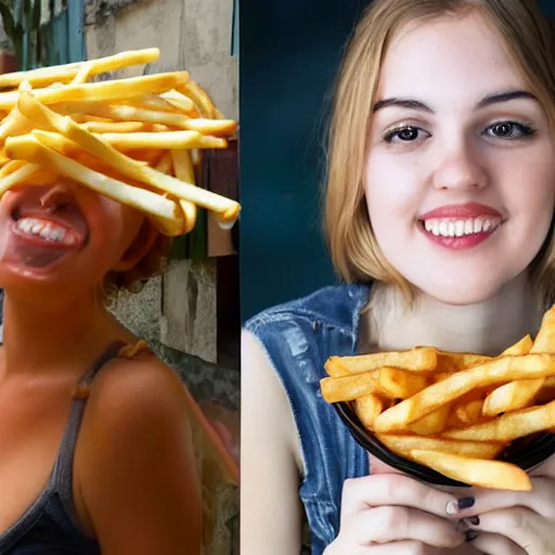 Prompt: person made out of tasty frensch fries