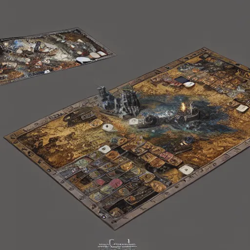 Prompt: tabletop game board, highly detailed, fantasy art, in the style of greg rutkowski, epic, fantasy, intricate, hyper detailed, artstation, concept art, smooth, sharp focus, ray tracing, vampire theme