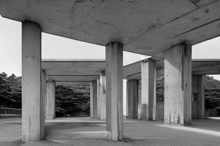 Image similar to Brutalistic concrete Japan temple