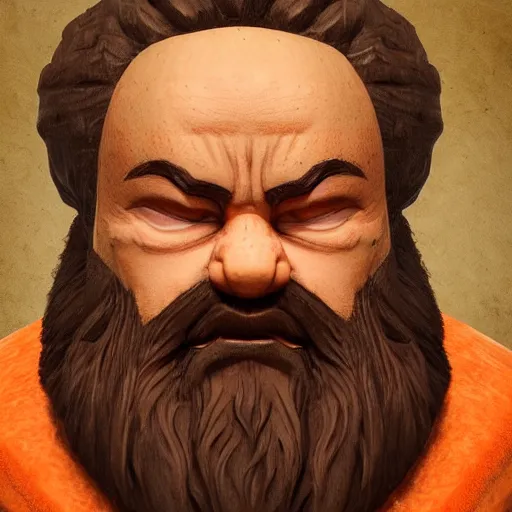 Image similar to portrait of a small dwarf with an large orange beard, muscular build, tough, highly detailed, ultra realistic, trending on artstation, photo, medieval, fantasy