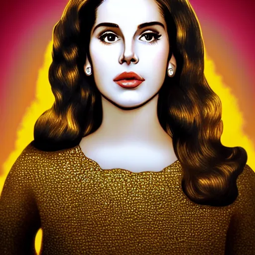 Image similar to golden statue of lana del rey