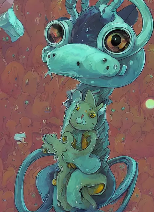 Prompt: cat seahorse fursona wearing headphones, autistic bisexual graphic designer and musician, attractive genderless fluffy humanoid character design, sharp focus, weirdcore voidpunk digital art by artgerm, akihiko yoshida, louis wain, simon stalenhag, wlop, noah bradley, furaffinity, artstation hd, trending on deviantart