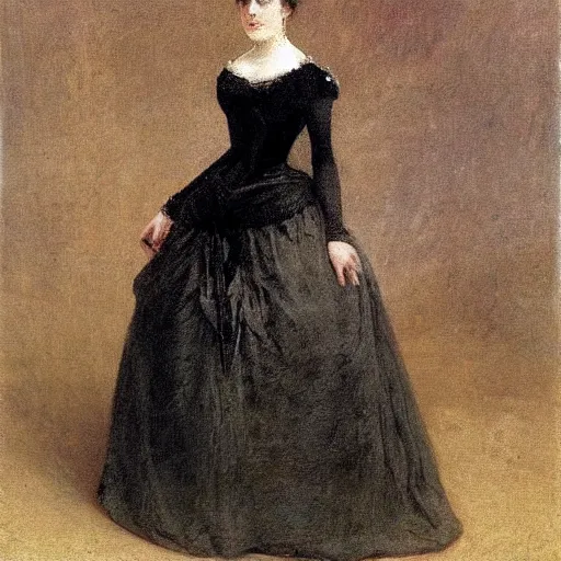 Image similar to young victorian lady in ball gown, painted by alfred stevens