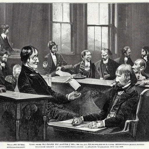 Image similar to victorian scientists sir richard owen and thomas henry huxley at oxford natural history museum 1 8 6 0 debate, high detail, realistic,