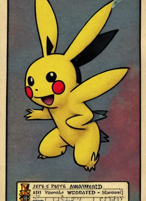 Image similar to a single pokemon card art from 1 8 9 0's award winning art