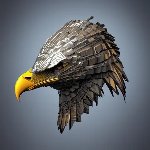 Prompt: a cybernetically enhanced eagle, digital art, 3 d, render, blender