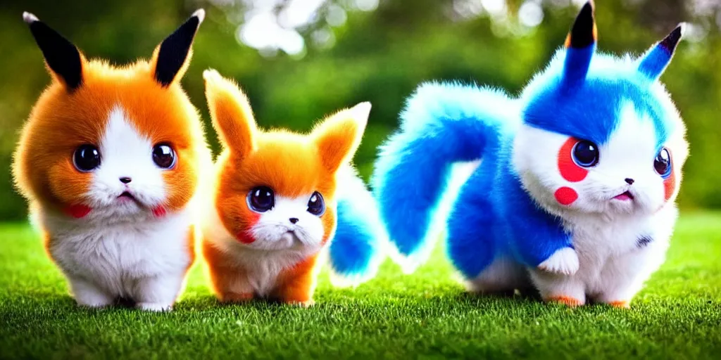 Image similar to real life pokemons photo, cute!!!, chuncky!!!, adorable!!!, fluffy!!!, ultra realistic!!!, golden hour, sharp focus