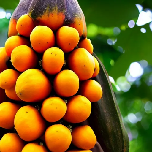 Prompt: papaya fruits on the tree