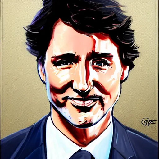 Image similar to portrait of justin trudeau by greg ruthkowski