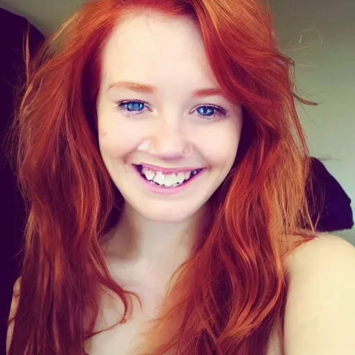 Prompt: a close - up of a very sexy, beautiful and attractive smiling ginger girl