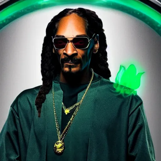 Prompt: Snoop Dogg starring as a futuristic Marvel Super Hero holding green fire for a 2019 Marvel Movie poster, cinematic, 4K, HD