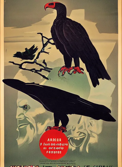 Image similar to vulture look in 1940s propaganda poster, full hd