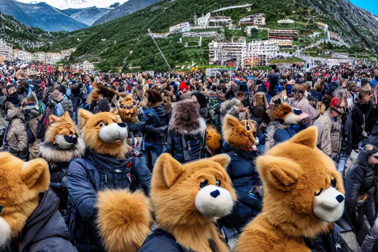 Prompt: Furries invading Andorra, photo, 4k