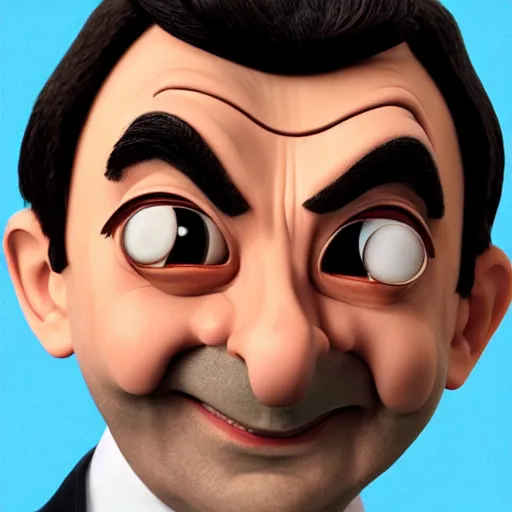 Image similar to Mr Bean in a 3D Animated Mr Bean film animated by Illumination, portrait, photograph, realistic, hyperrealistic, highly detailed, very detailed, extremely detailed, detailed, digital art, trending on artstation