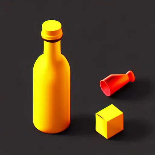 Image similar to a bottle isometric 3 d icons for mobile game, 8 k resolution, gamedesign, octane render, blender 3 d