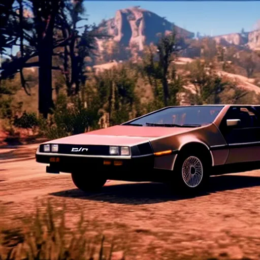 Image similar to 1 9 8 2 delorean in red dead redemption 2