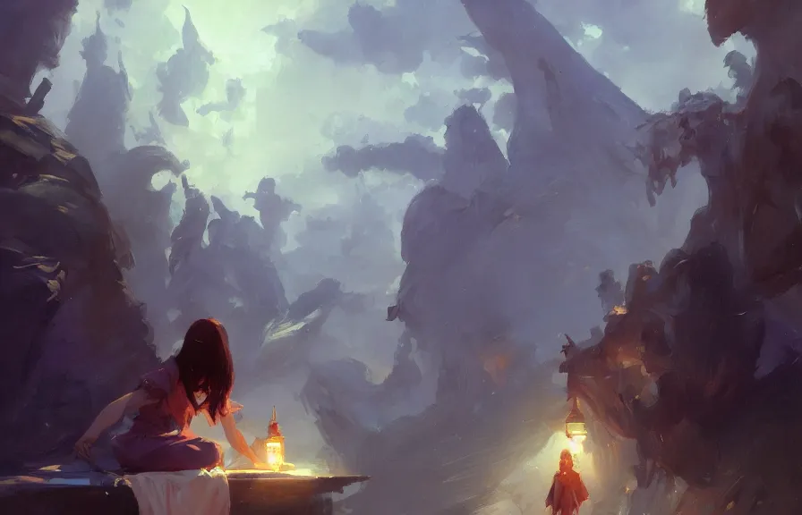 Image similar to greg manchess concept art of the surreal dream dimension, key visual, ambient lighting, highly detailed, digital painting, artstation, concept art, sharp focus, by makoto shinkai and akihiko yoshida and hidari and wlop and greg rutkowski