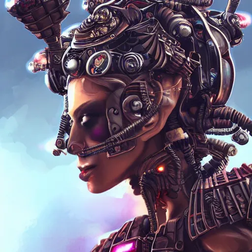 Image similar to Shakira as a samurai cyborg, mech, cyberpunk, intricate details, highly detailed, concept art. Art by Nivanh Chanthara