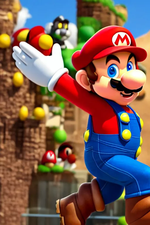 Image similar to a movie still of chris pratt as mario, highly detailed, studio lighting