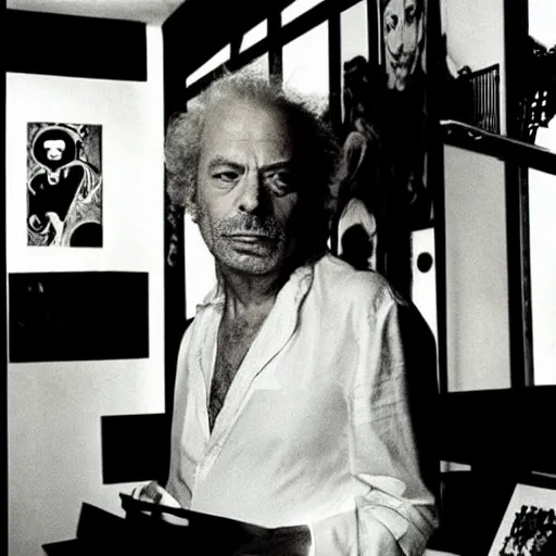 Image similar to Alejandro Jodorowsky. A studio portrait by helmut newton.