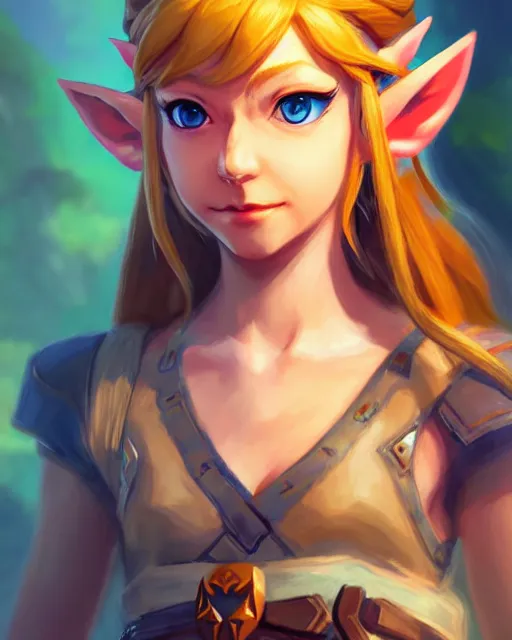 Image similar to character concept art of zelda | | cute - fine - face, pretty face, realistic shaded perfect face, fine details by stanley artgerm lau, wlop, rossdraws, james jean, andrei riabovitchev, marc simonetti, and sakimichan, tranding on artstation