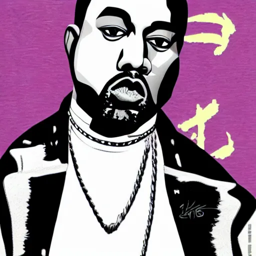 Prompt: kanye in the style of Hirohiko Araki