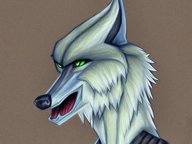 Prompt: expressive stylized master furry artist digital colored pencil painting full body portrait character study of the sergal wolf fursona animal person wearing clothes by master furry artist blotch