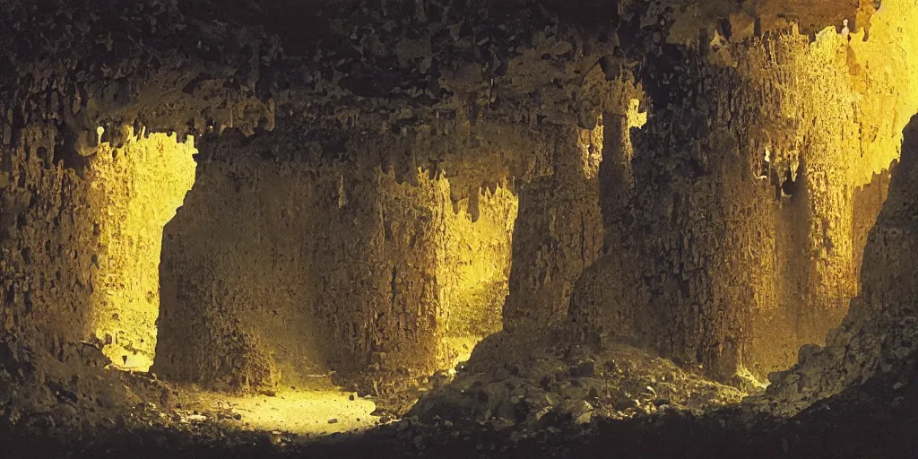 Prompt: abandoned malta caves, bruce pennington