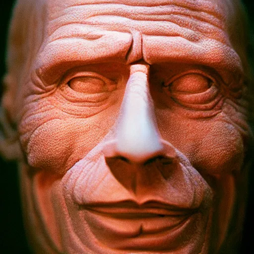 Image similar to Sculpted ruby portrait of Ed Harris, studio lighting, F 1.4 Kodak Portra