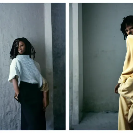 Image similar to realistic photoshooting for a new 0 3 2 c!!! lookbook, color film photography, photo of a woman, photo in style of tyler mitchell, 3 5 mm, featured on vogue