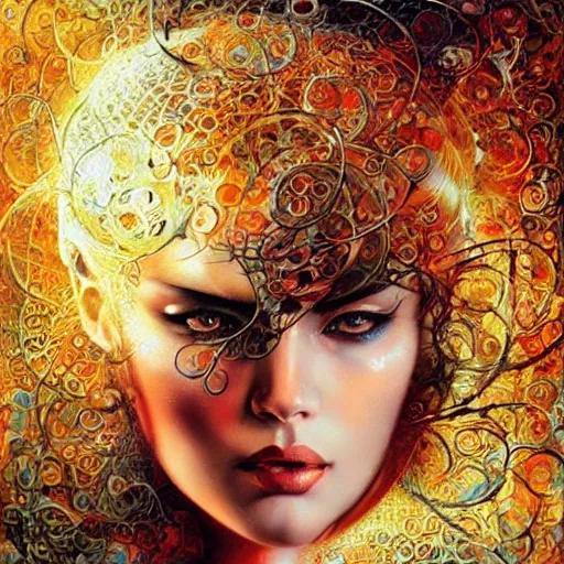 Image similar to The digital shopper, intricate digital electronic patterns, art by Karol Bak