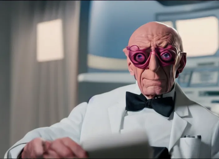 Image similar to film still of professor farnsworth in the new scifi movie, 4 k