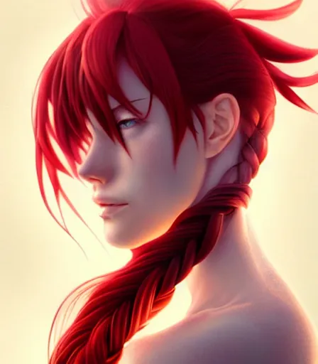 Prompt: beautiful portrait of a gorgeous personal trainer who looks like Rias Gremory, red braided hair, by charlie bowater, ross tran, artgerm, and makoto shinkai, detailed, soft lighting, rendered in octane