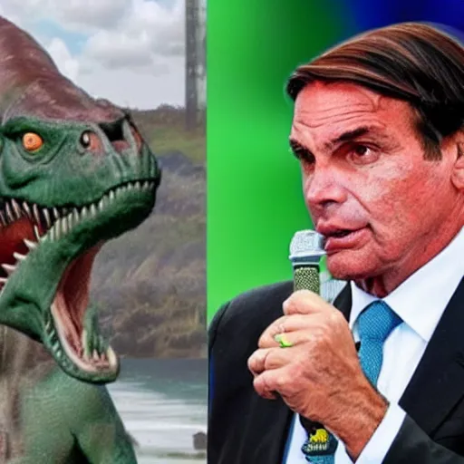 Image similar to Jair Bolsonaro as a dinosaur