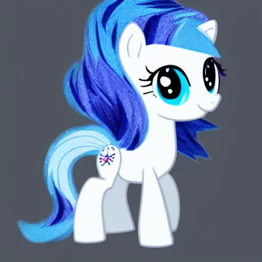 Image similar to a blue little pony with white hair, a picture by an gyeon, featured on derpibooru, booru, superflat