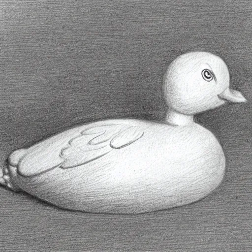 Image similar to pencil drawing of a rubber ducky in the style of Jean-Auguste-Dominique Ingres, very detailed