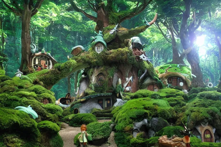 Prompt: fairy kingdom forest, ghibli studio, nausicaa