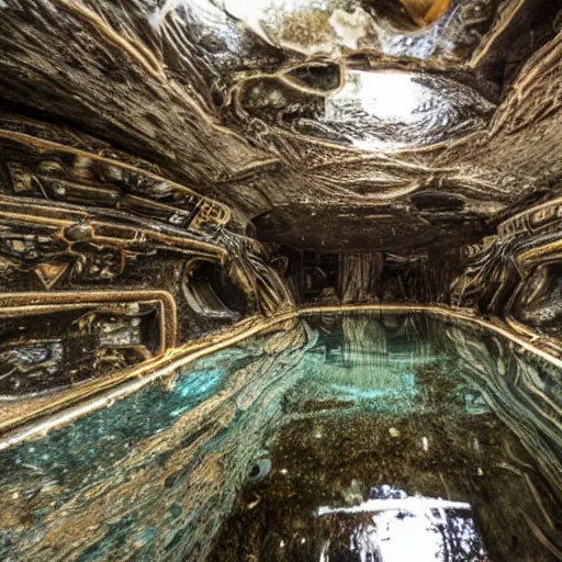 Image similar to photo of a bizarre oddly-shaped interior with shallow water everywhere