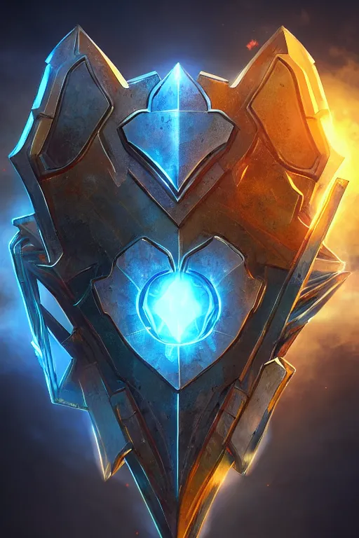 Image similar to shield fantasy epic legends game icon stylized digital illustration radiating a glowing aura global illumination ray tracing hdr fanart arstation by ian pesty and katarzyna da „ bek - chmiel