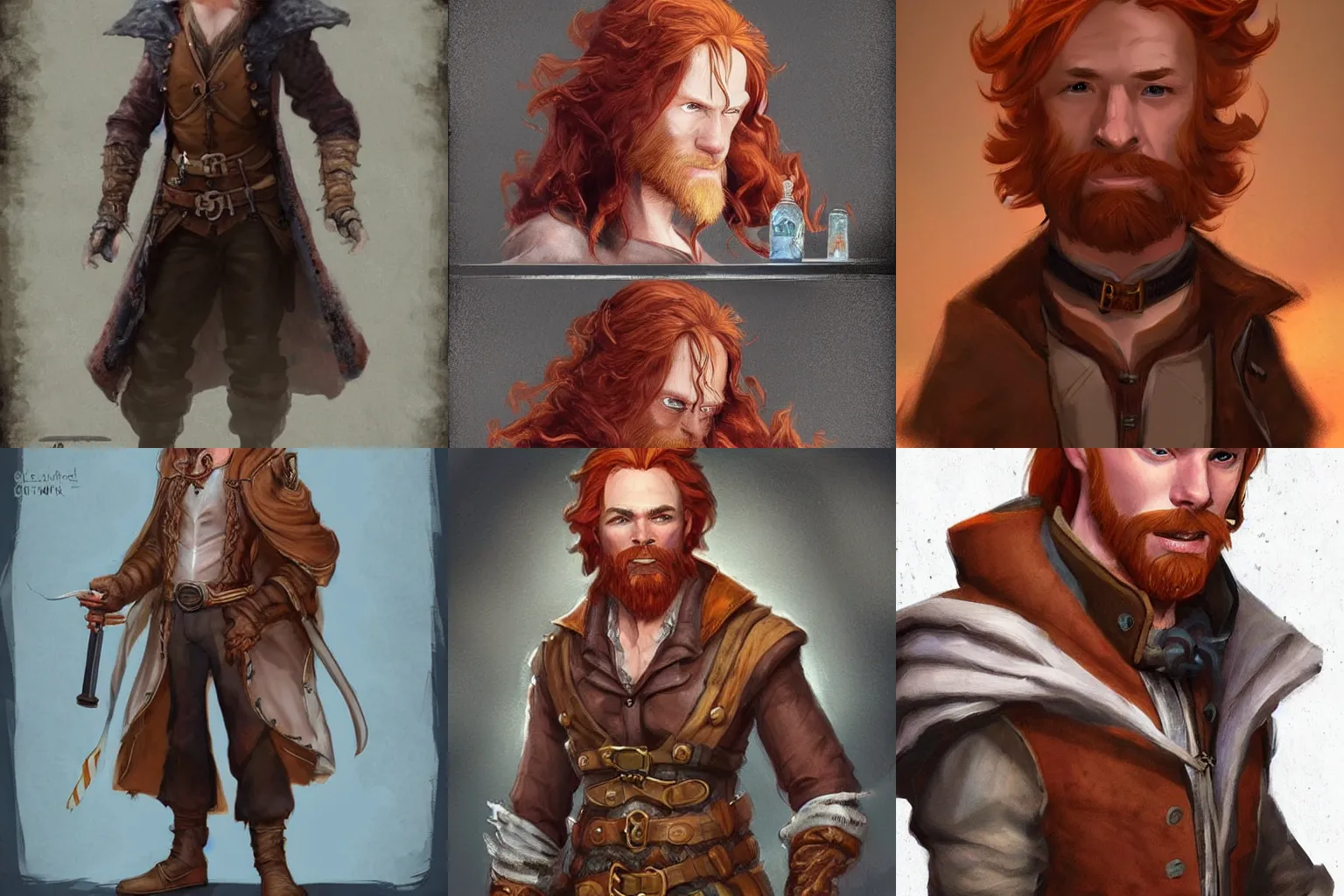 Prompt: redhead Ben Daniels, as a charming alchemist, fantasy concept art by Claudio Tumiati, trending on Artstation, Pinterest