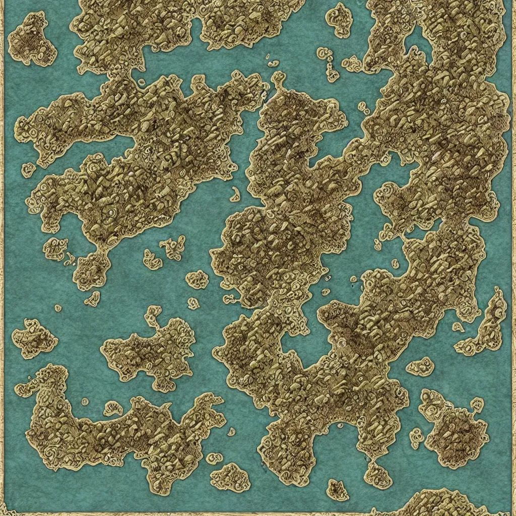 Image similar to detailed fantasy map, cartography, art by devon rue, swllsword maps, critical role, wotc, roll 2 0, dndbeyond, godsfall, fantasy, world, bright, sharp focus, smooth, sharpened