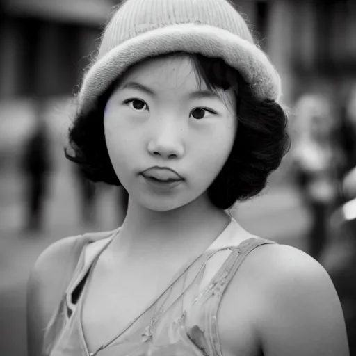 Image similar to young translucent girl, leica M9, 1950s,shallow depth of field,