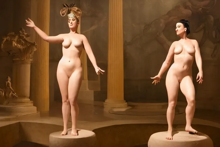 Image similar to an 8 k perfectly detailed studio lit full body symmetric!! front pose film still of katy perry as venus de milo