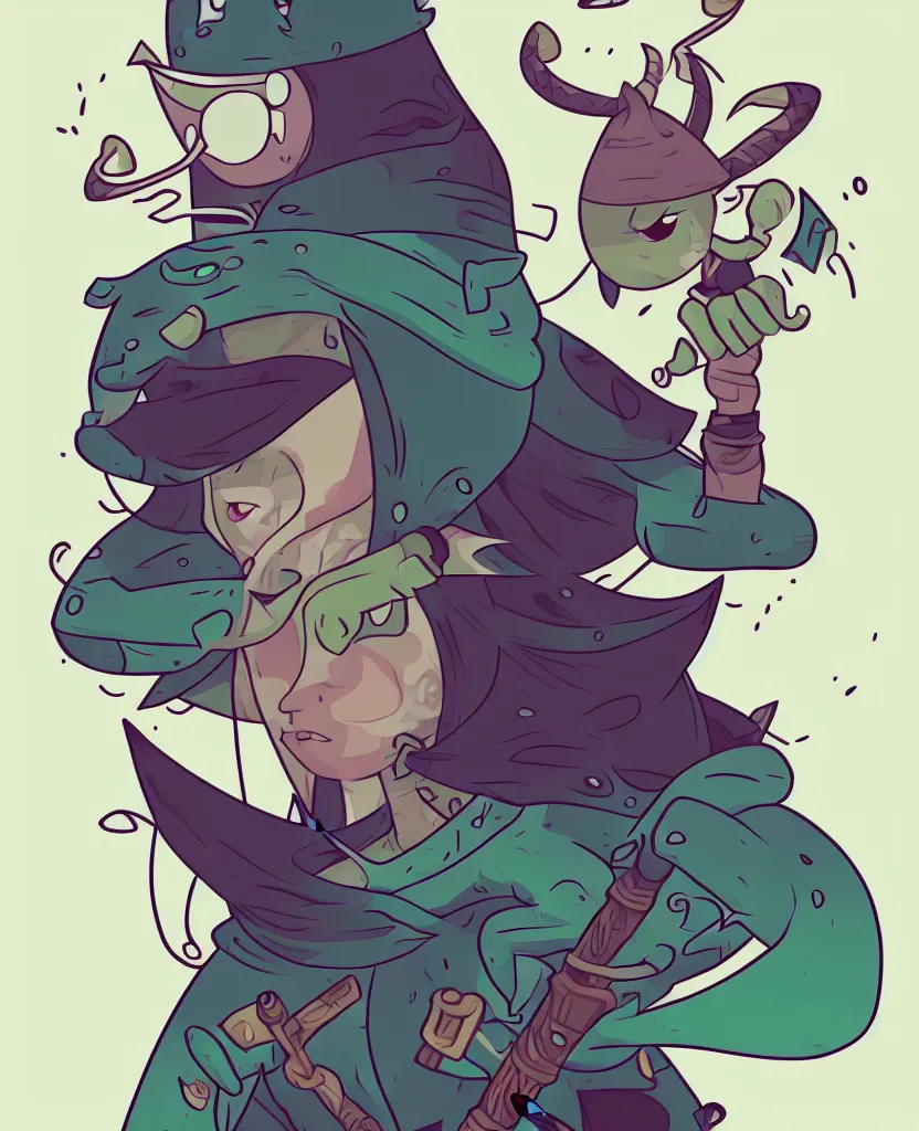 Image similar to portrait of Huntress Wizard from adventure time, ultra-detailed 4k, beautiful inking lines, stunning gradient colors, trending on artstation, digital illustration, character design, concept art