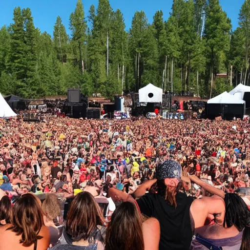 Prompt: a rock concert at a summer music festival in Colorado