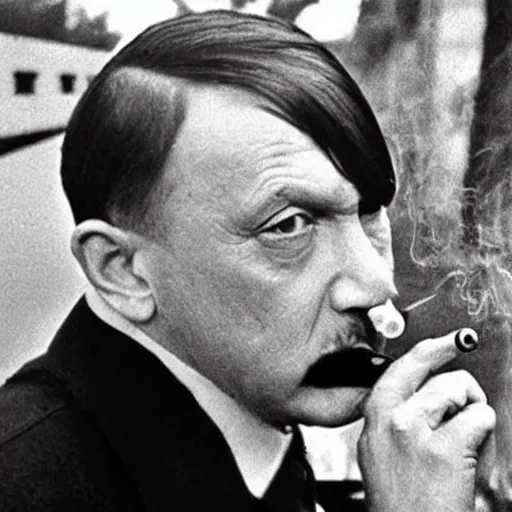 Image similar to hitler smoking weed while skateboarding