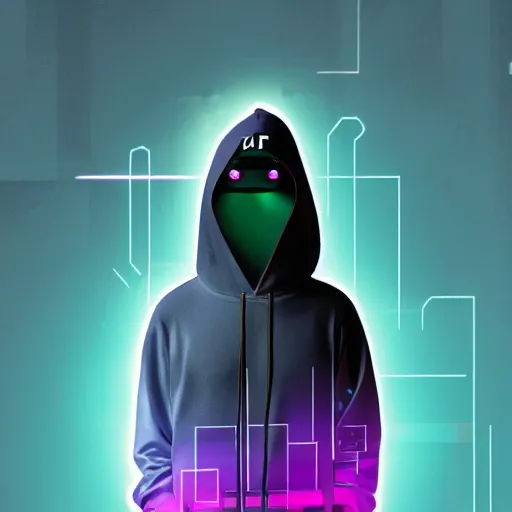 Image similar to penguin hacker in hoodie, portrait, vaporwave, synthwave, neon, vector graphics, cinematic, volumetric lighting, f 8 aperture, cinematic eastman 5 3 8 4 film, photorealistic